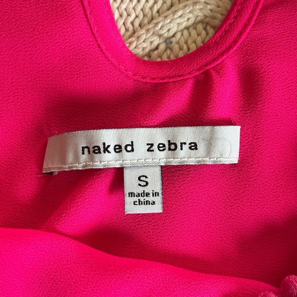 Sale! Naked Zebra Hot Pink Polyester Sleeveless Blouse Women’s Size Small - Picture 8 of 13